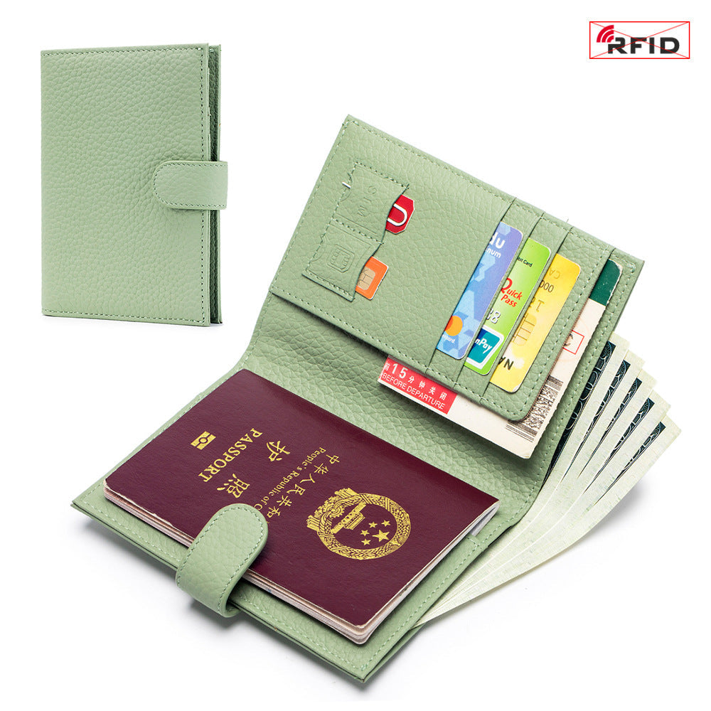 Bolso de Pasaporte Ultra Delgado de Cuero con Protección RFID