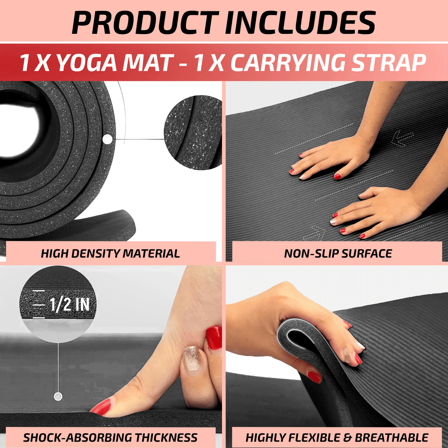 XGear Fitness Esterilla de Yoga de Viaje Gruesa con Correa de Transporte