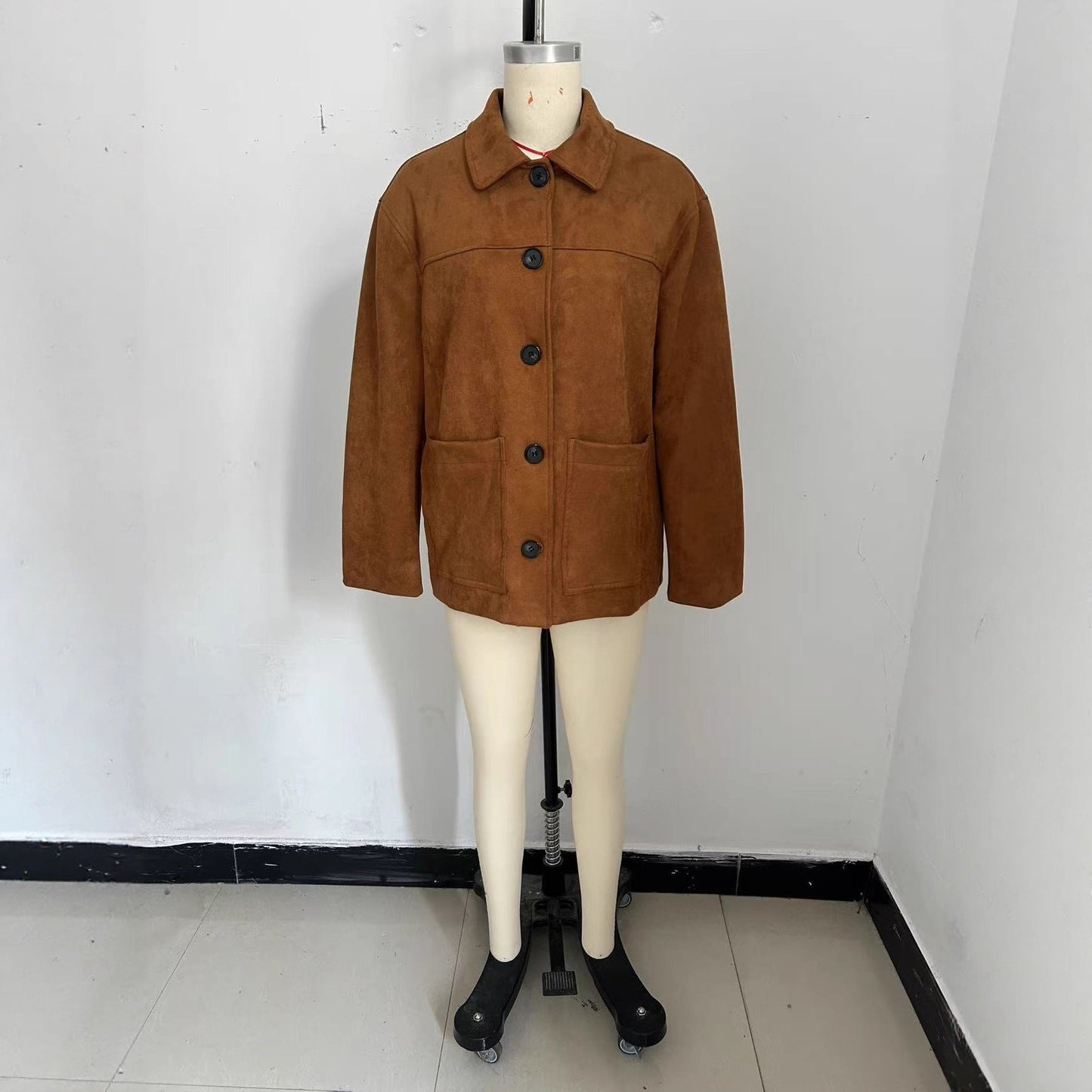 Elegant Retro British-Style Suede Jacket for Women