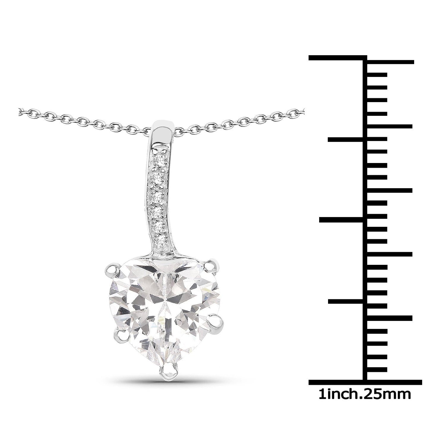 Colgante de Circonita Blanca Genuina de 4.46 Quilates en Plata de Ley