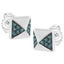 14K White Gold Blue Diamond Pyramid Stud Earrings