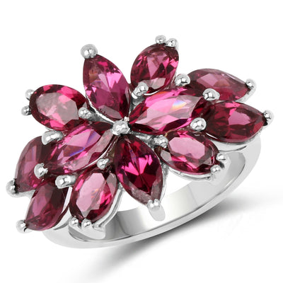 7.80 Carat Genuine Rhodolite Sterling Silver Engagement Ring