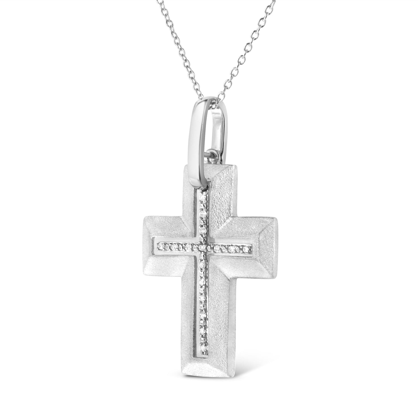 Collar de Pendiente de Cruz con Diamantes en Acero Inoxidable .925