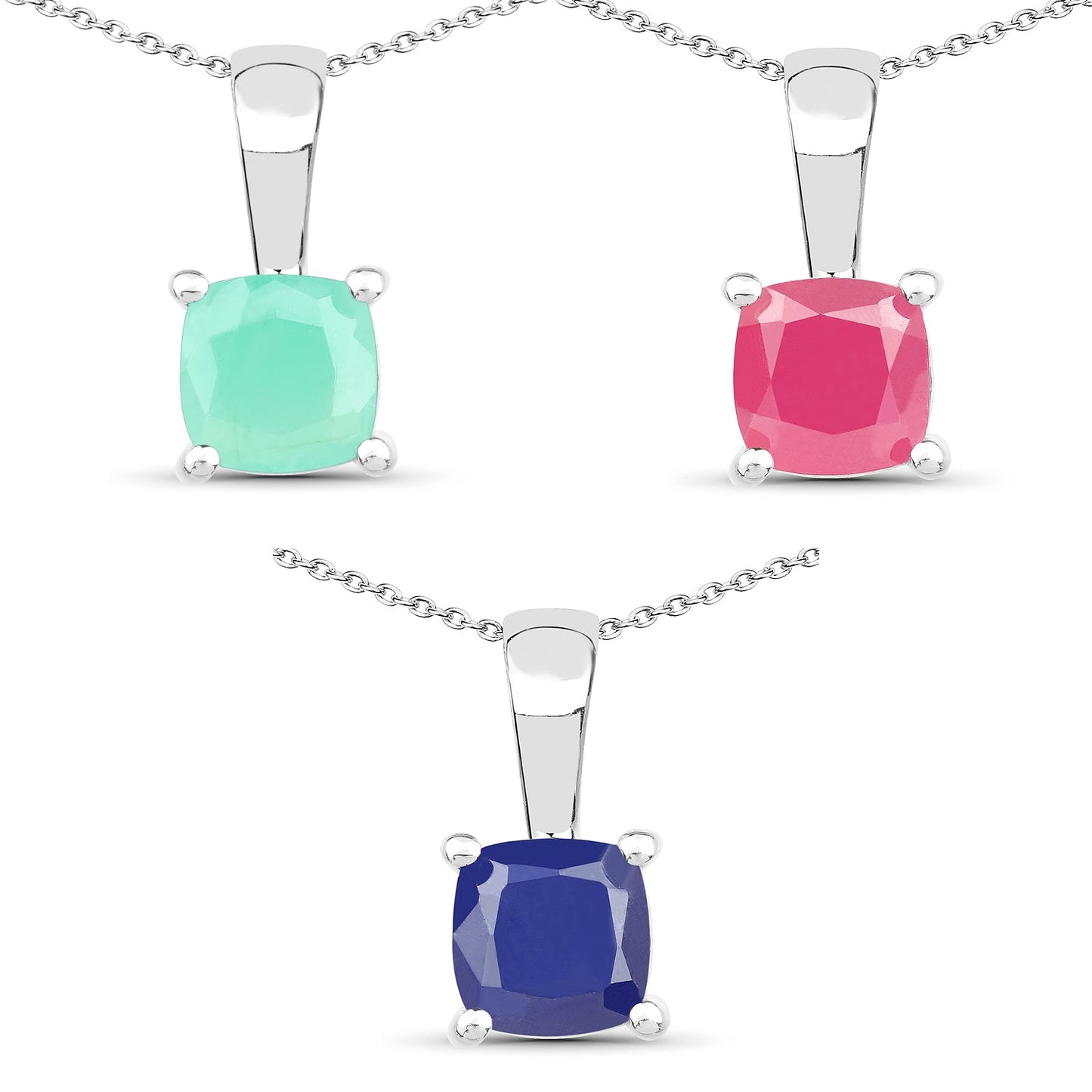Pendentif élégant en émeraude et rubis de 1,80 carat en argent sterling