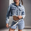 Veste en denim slim-fit rétro pour femmes