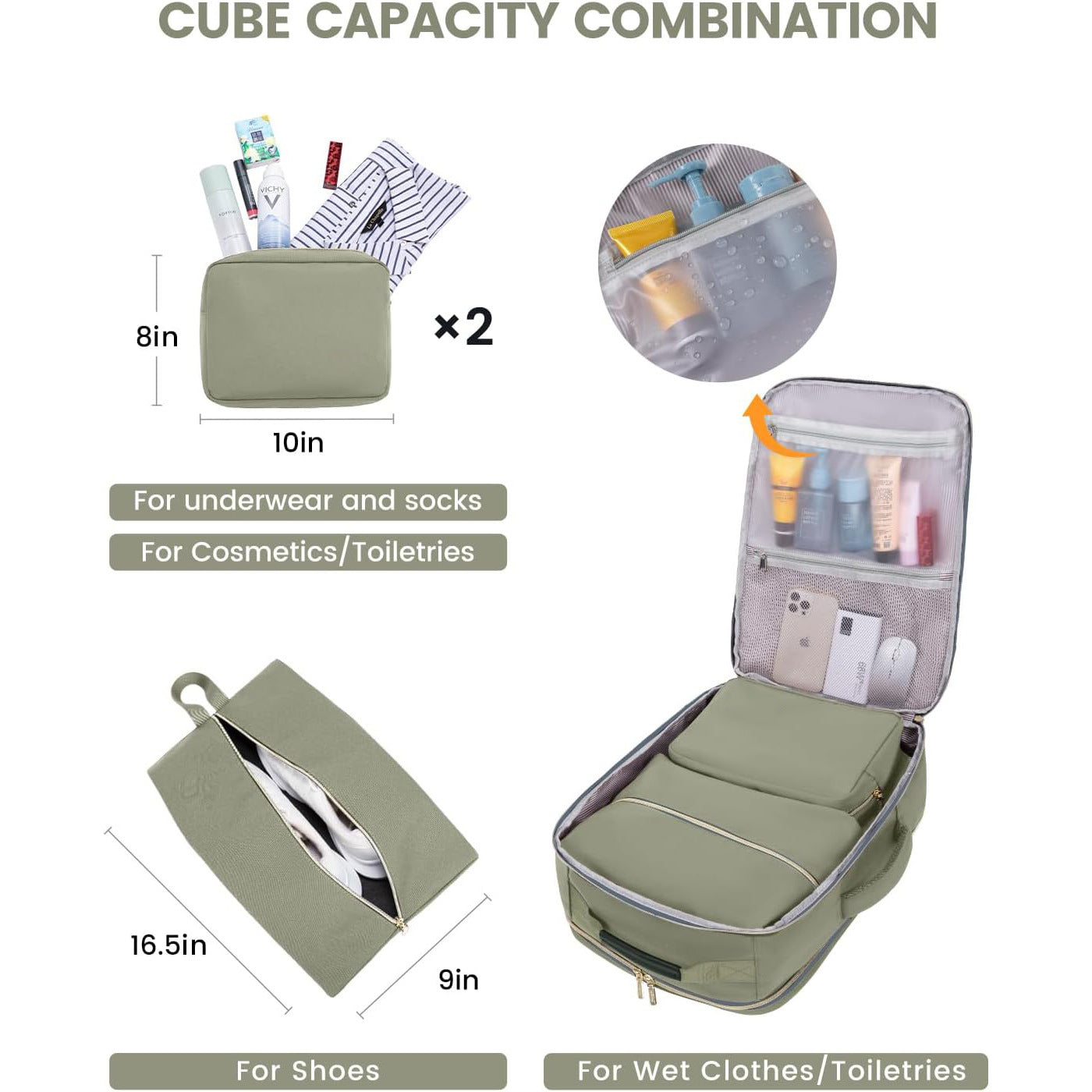 Juego de Equipaje de Mano para Aerolínea con Bolsas Organizadoras