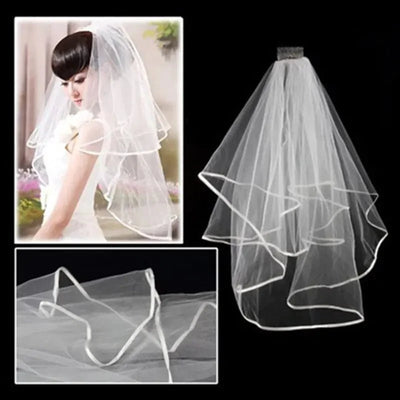 Elegant White Lace Bridal Veil with Comb - 60x80cm