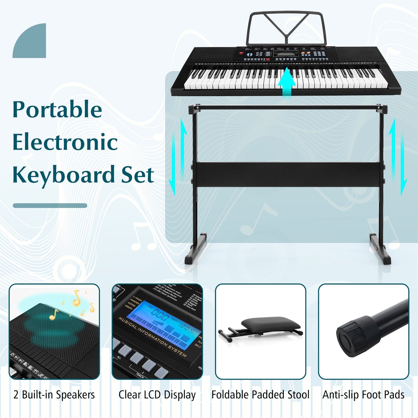 Gbruno 61-Key Electronic Keyboard Piano Starter Set