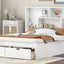 Elegant Queen Size Platform Bed with Storage Headboard, White