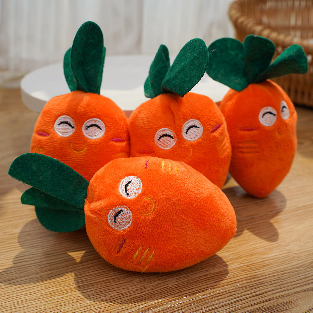 Double Bone Chicken Leg Fruit Carrot Vegetable Pet Dog Cat Plush Squeaky Durable Chew Toy Supplies - Korvel