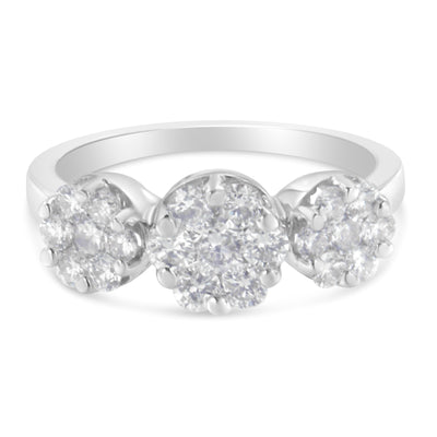 Anillo de Compromiso Floral en Diamante de Oro Blanco de 14K - Talla 6