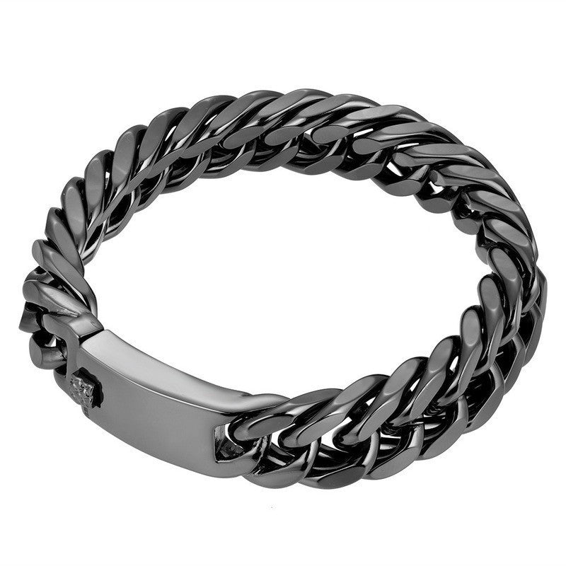 Fashionable 18K gold plated men's electroplated alloy double buckle bracelet - Korvel