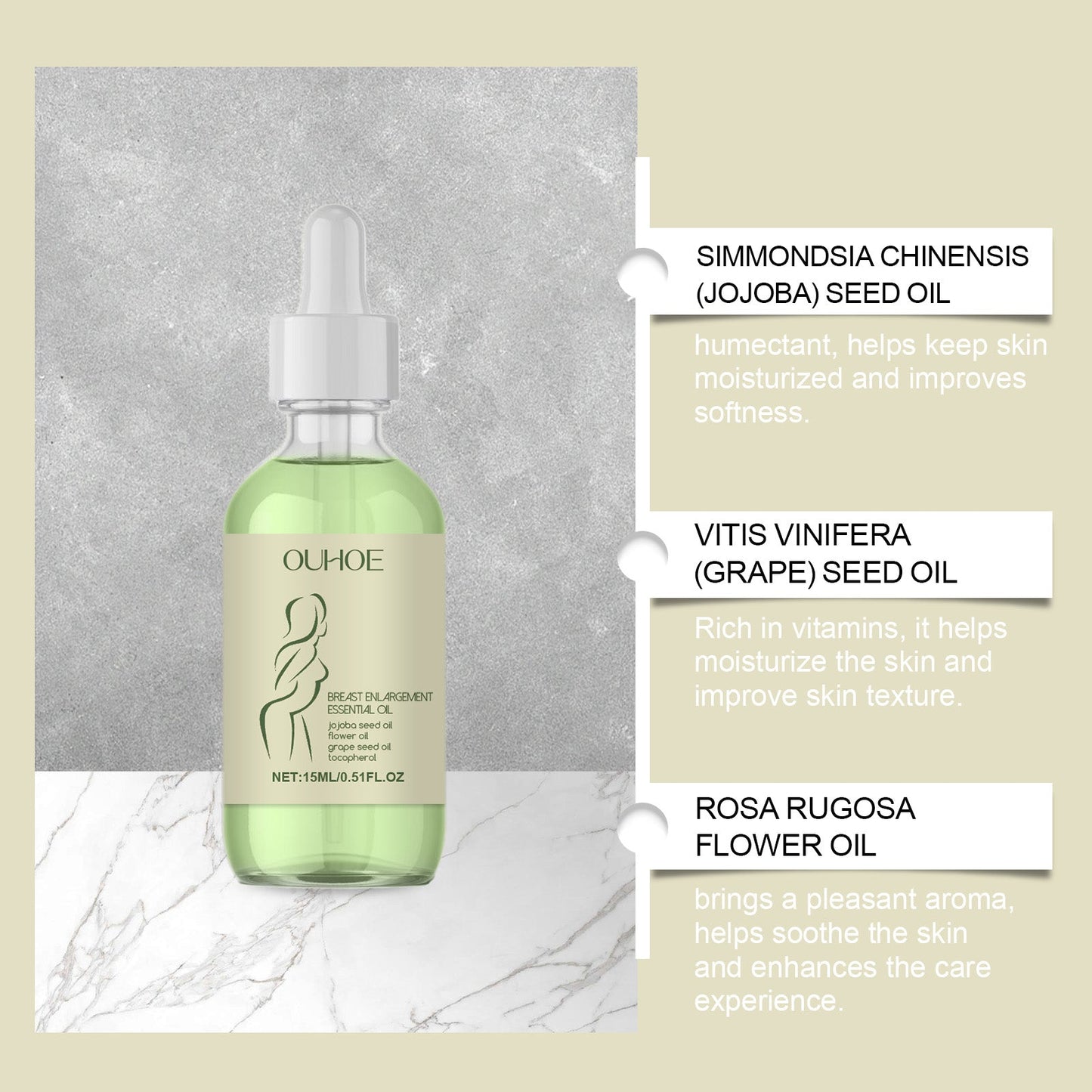 Beauty Cream Essential Oil, Moisturizing And Firming Chest Care To Enhance Skin Daily Massage Beauty Care Essential Oil - Korvel