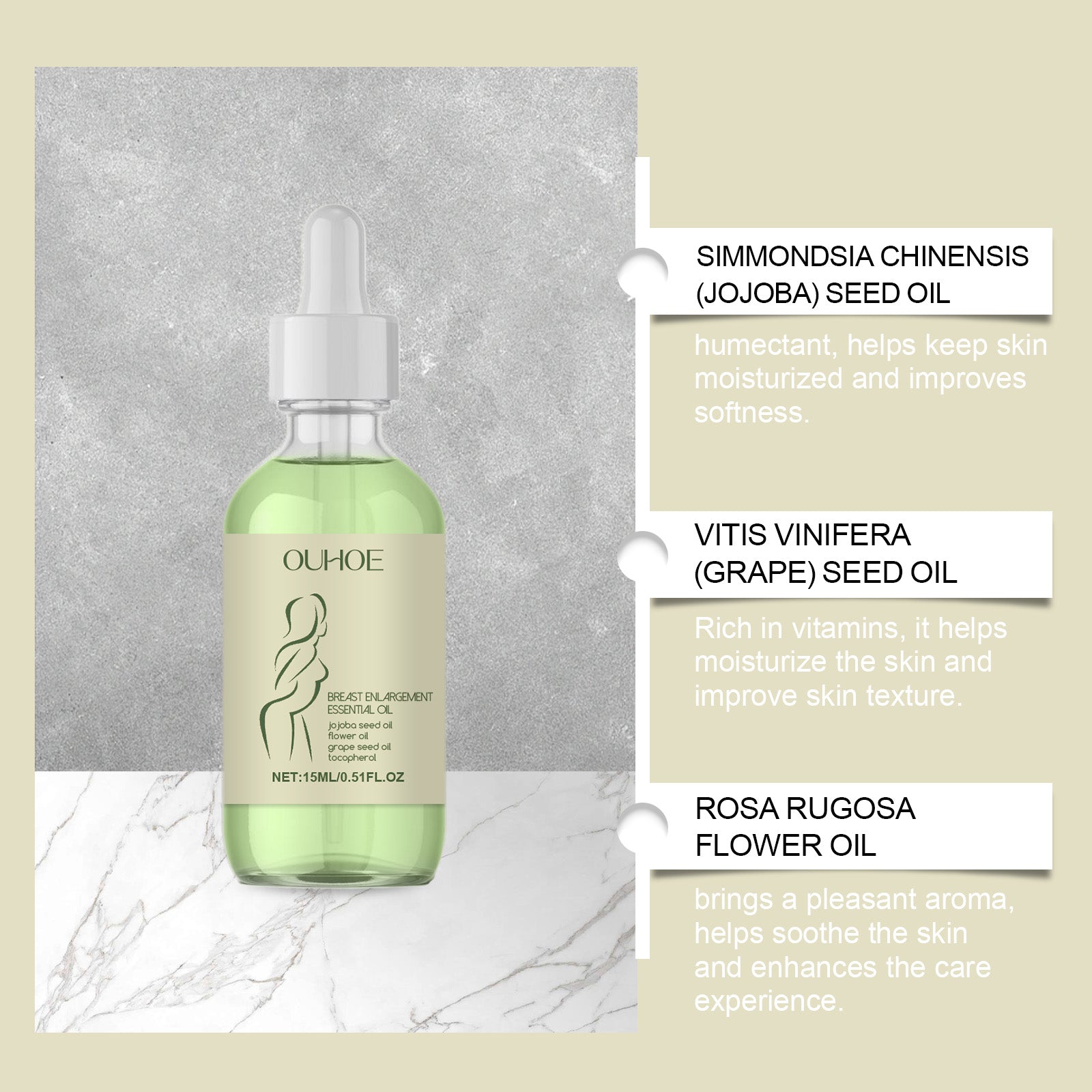 Beauty Cream Essential Oil, Moisturizing And Firming Chest Care To Enhance Skin Daily Massage Beauty Care Essential Oil - Korvel