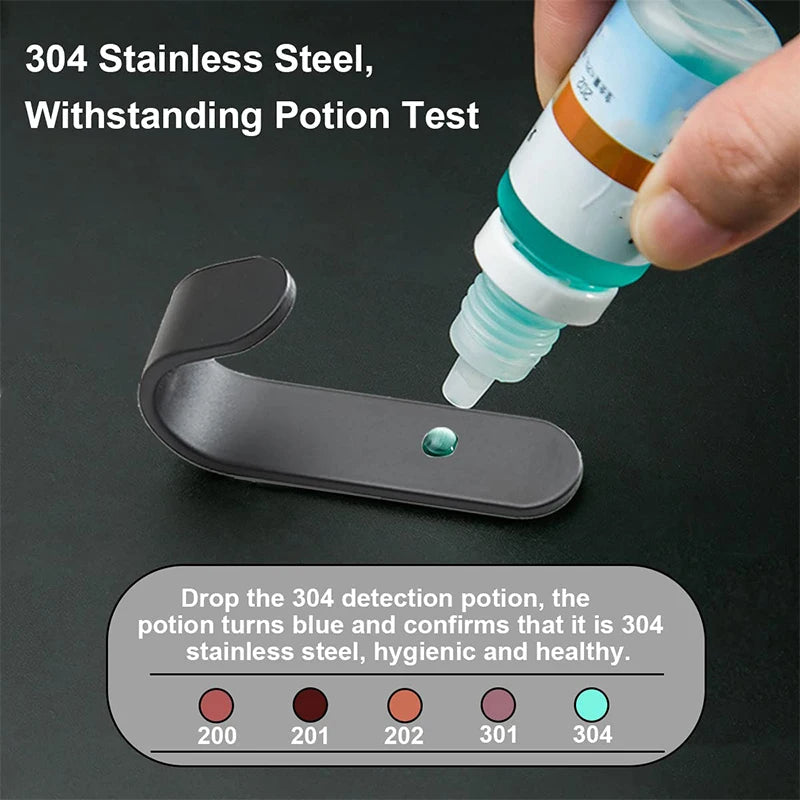 12Pcs Self Adhesive Hooks Heavy Duty Stainless Steel Wall Hooks Waterproof Sticky Hooks Bathroom Hang Towels Keys Coat Bags - Korvel