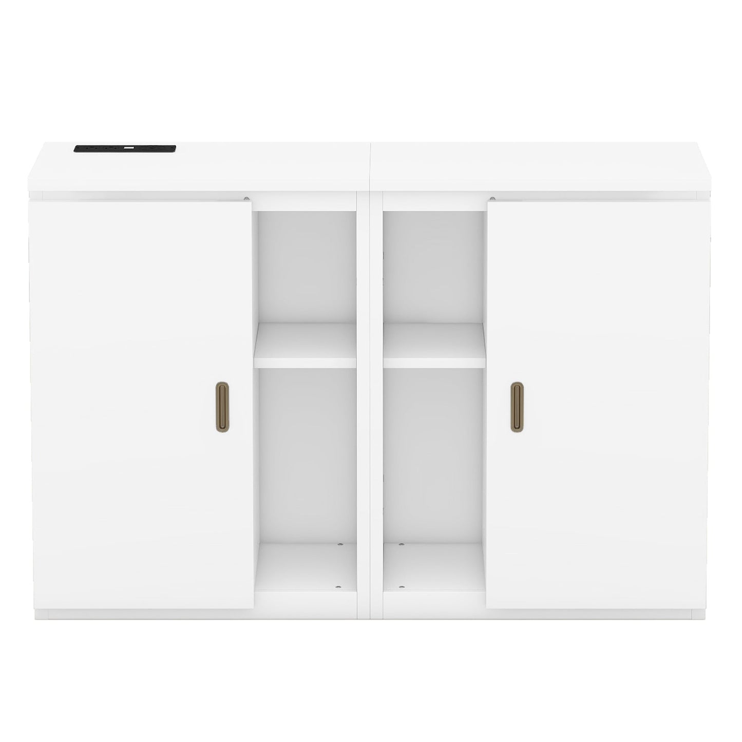 Lit Murphy Queen Size avec étagères et ports USB - Blanc
