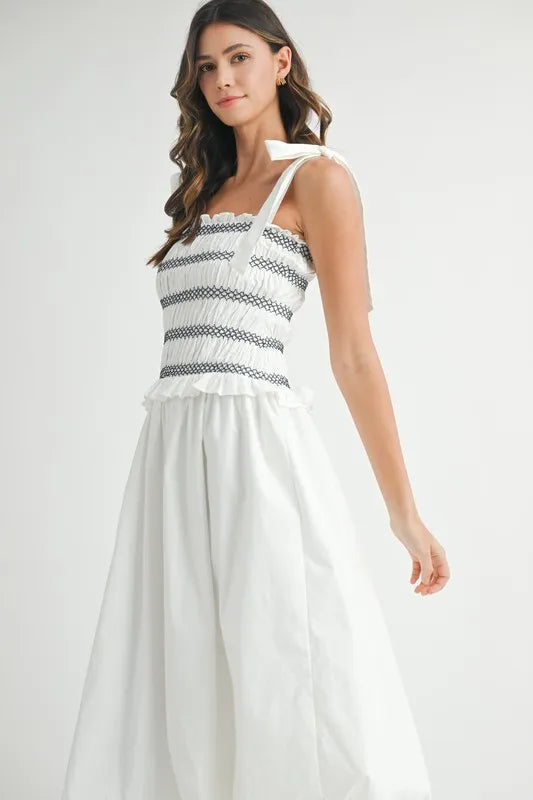 Vestido Midi con Cuerpo Fruncido para Mujeres