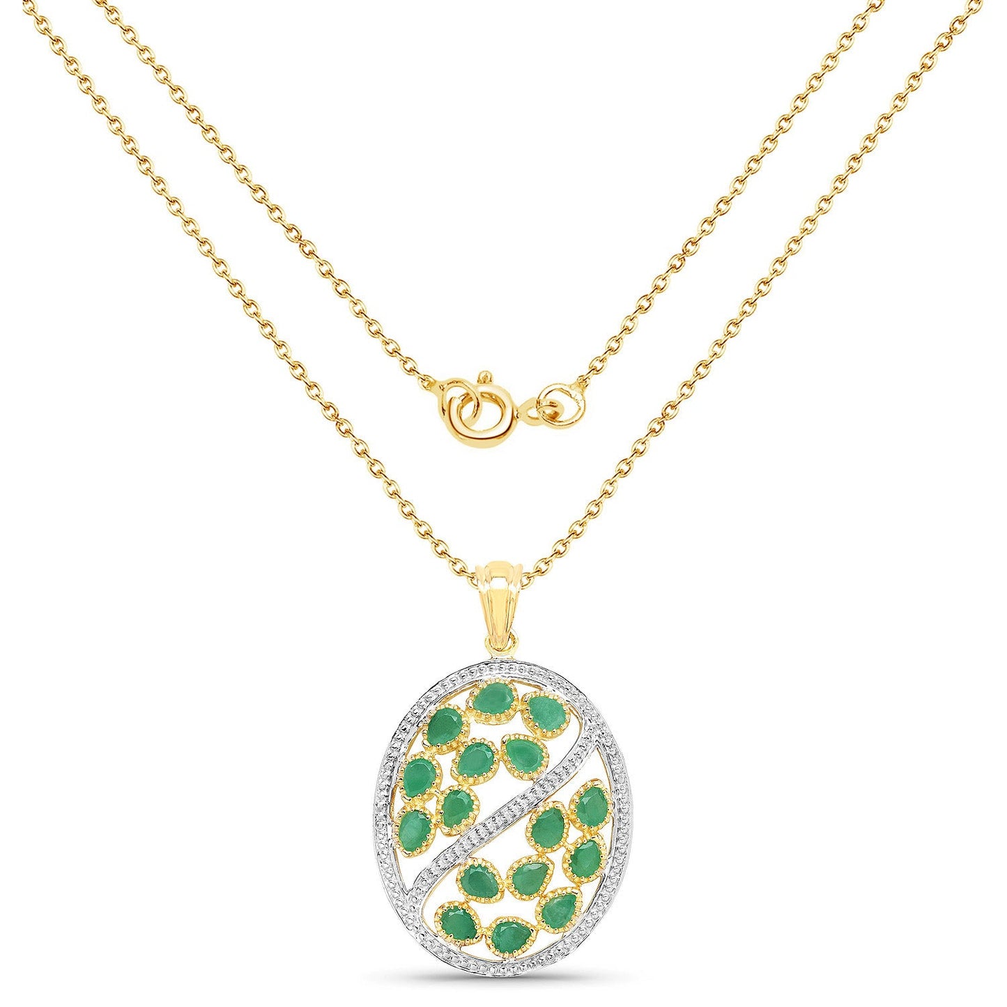 Pendentif en argent sterling avec émeraude véritable de 2,24 carats