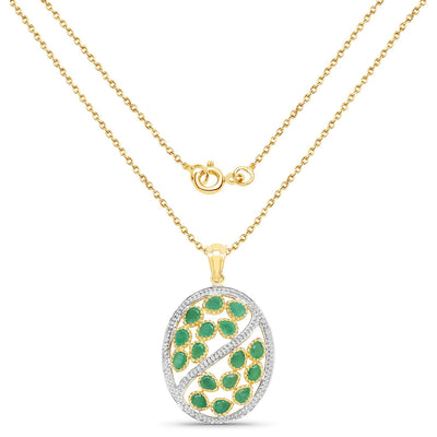2.24 Carat Genuine Emerald Sterling Silver Pendant