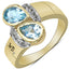 Bague Bypass en Or Jaune 14K Plaqué avec Topaze Bleue et Diamant