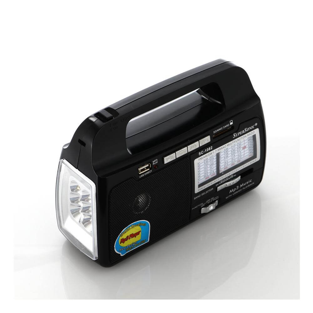 Radio portable Supersonic 9 bandes avec lampe torche intégrée