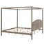 King Size Canopy Platform Bed with Headboard and Support Legs, Brown Wash - Korvel