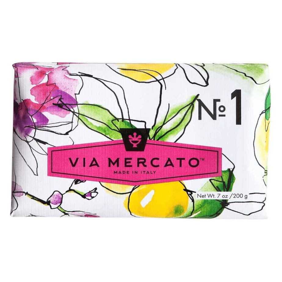 Jabón Via Mercato Nº 1 - Bergamota, Pachulí y Palo de Rosa 7oz