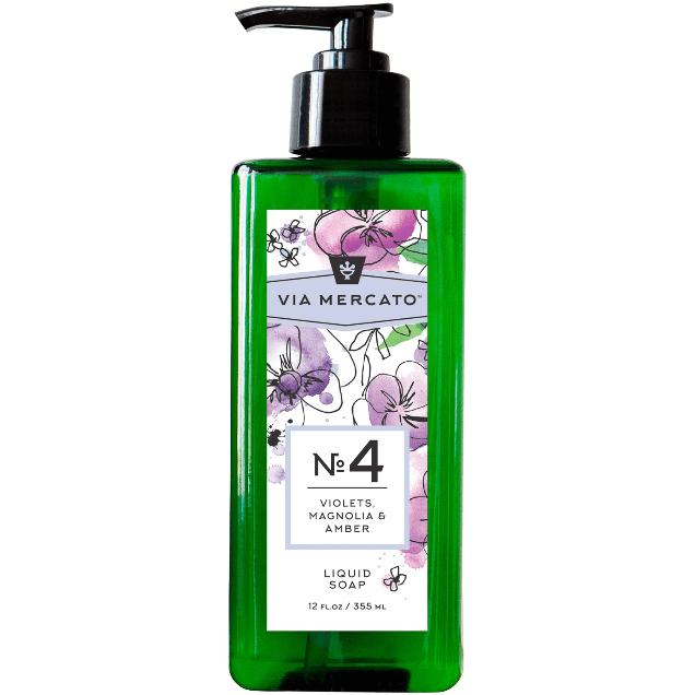 Savon Liquide Via Mercato Nro. 4 - Violettes, Magnolia & Ambre, 12oz