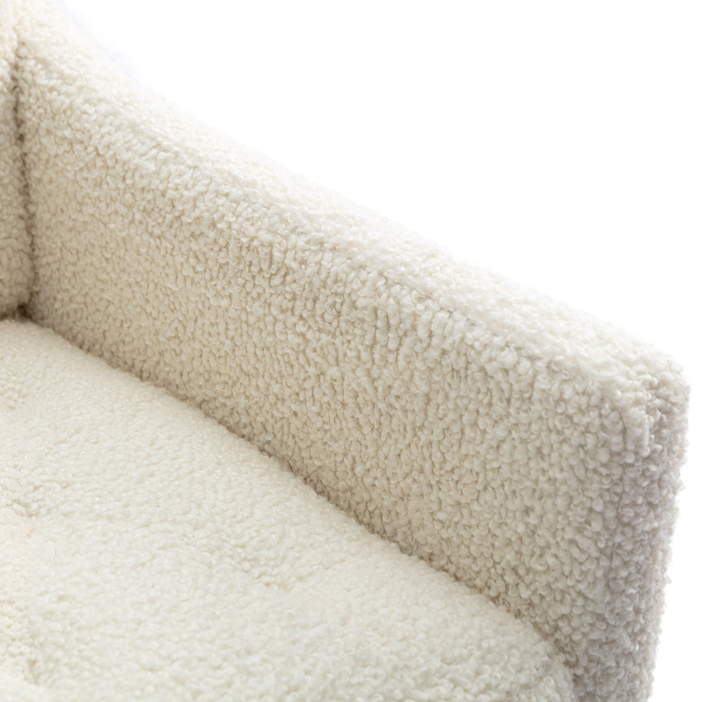 COOLMORE modern style armchair, plush decorative fabric armchair with golden metal legs (white teddy bear) - Korvel