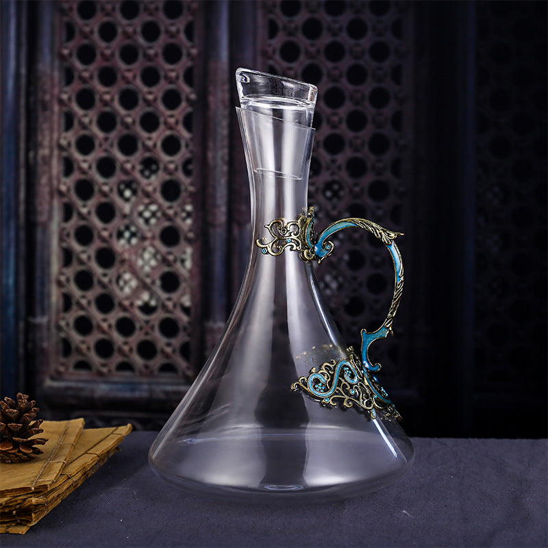 Enamel lead-free red wine cup crystal glass high footed cup decanter set - Korvel