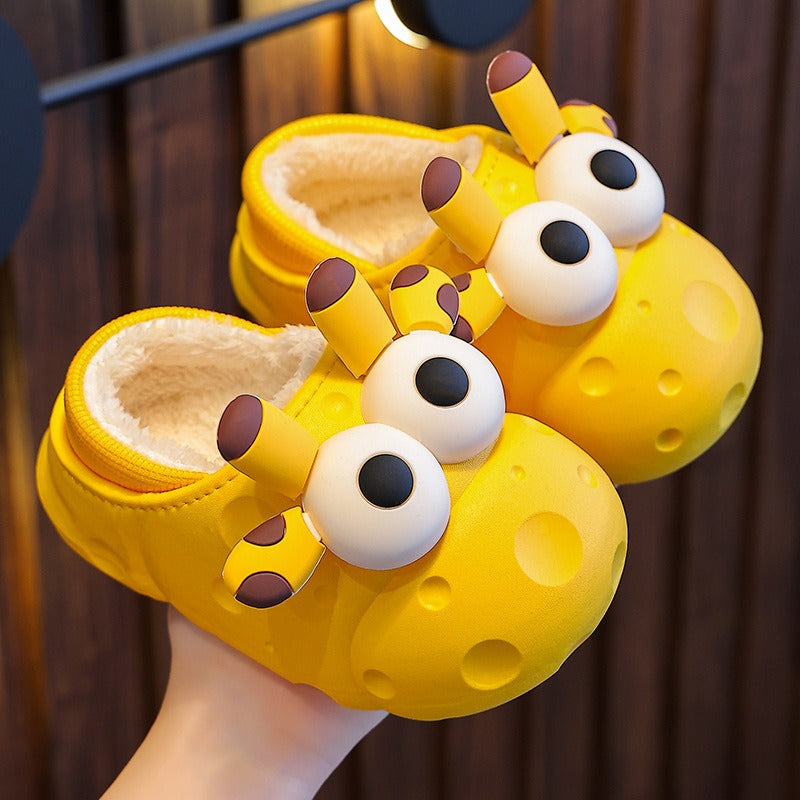 Autumn and winter baby cotton slippers for boys and girls, warm and plush bag with cotton cover and waterproof large, medium, and small children cotton slippers - Korvel
