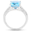 Anillo de Topacio Azul Suizo y Topacio Blanco de 5.78 Quilates en Plata de Ley