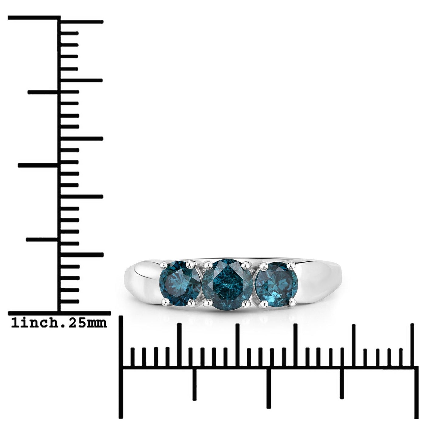 Bague en Or Blanc 14K avec Diamant Bleu Naturel de 1,03 Carat