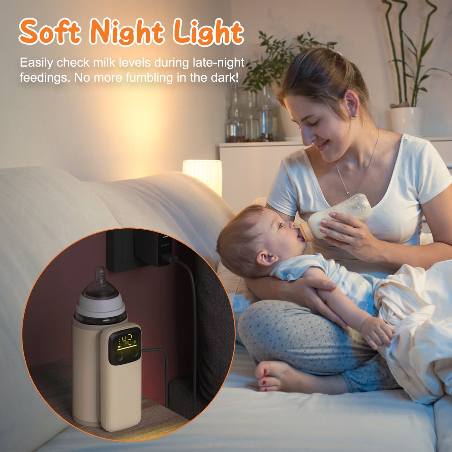Portable Baby Bottle Warmer with Night Light