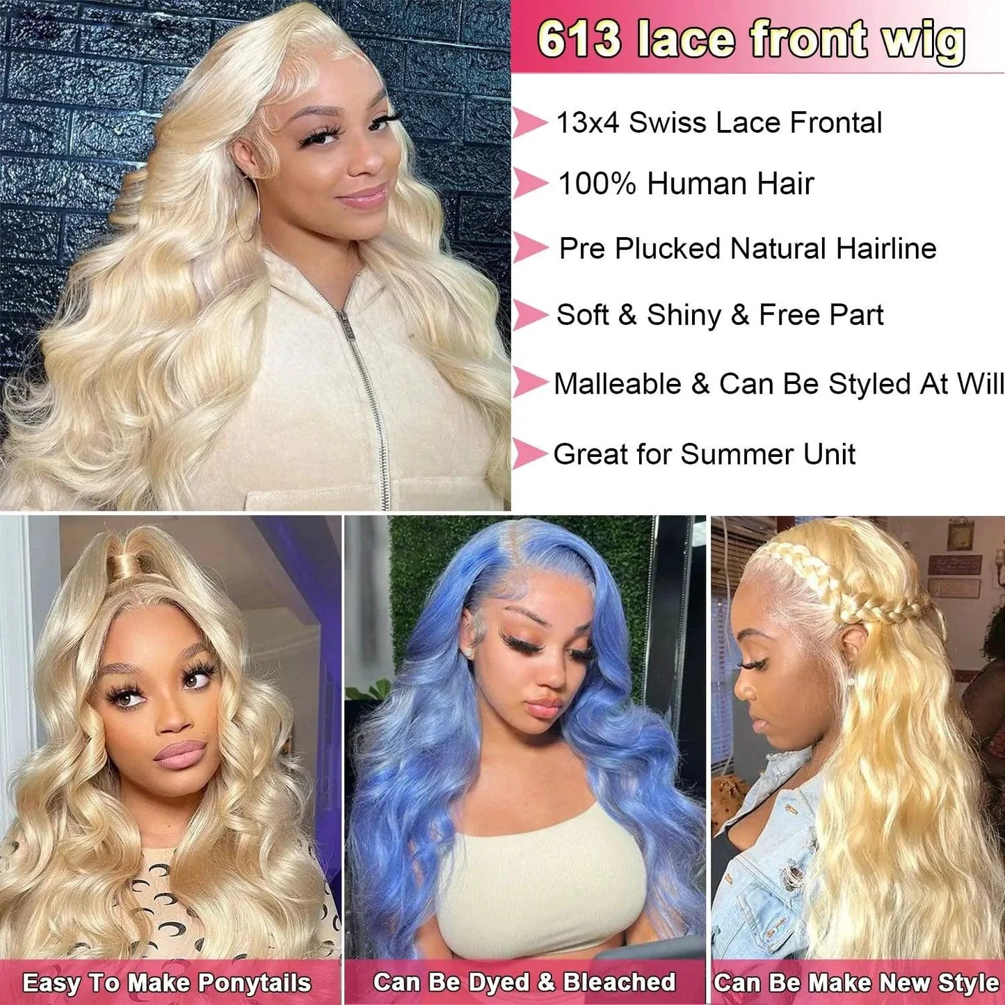 613 HD Lace Frontal Wig - Premium Blonde Body Wave