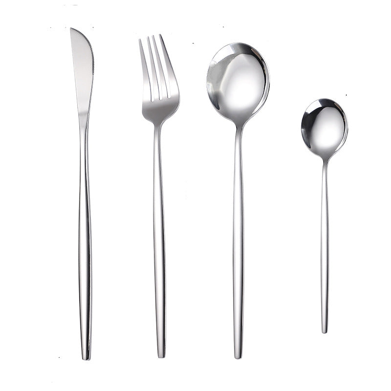 Portuguese Stainless Steel Knife Fork Spoon Golden Steak Knife Fork Set Four-Piece Tableware Set - Korvel