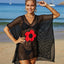 Openwork Flower V-Neck Short Sleeve Cover Up
