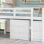 Low Study Full Loft Bed with Cabinet Shelves and Rolling Portable Desk Multiple Functions Bed- White - Korvel