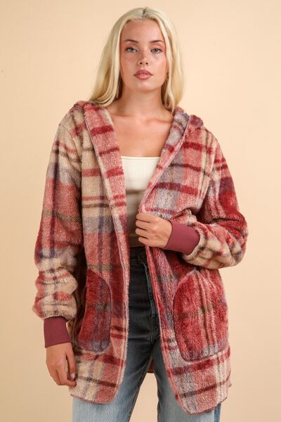 Trendy Hooded Plaid Jacket - Cozy & Colorful Outerwear for Chilly Days - Korvel