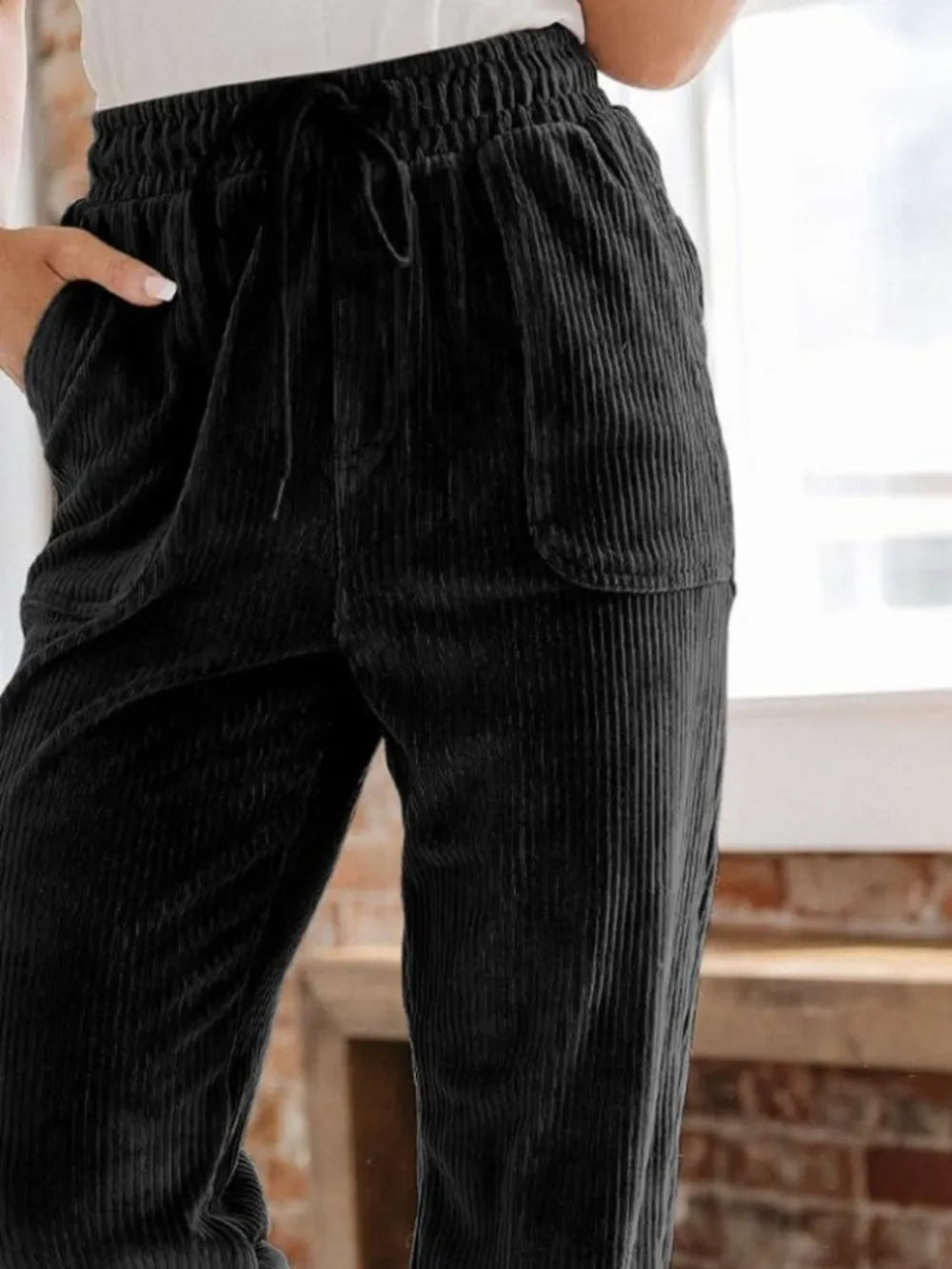 Drawstring Pants with Pockets - Korvel