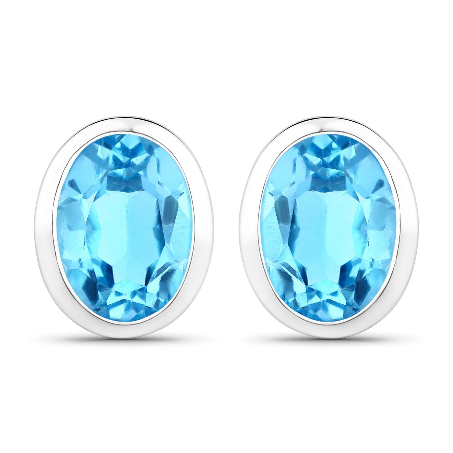 4.00 Carat Genuine Swiss Blue Topaz Sterling Silver Earrings