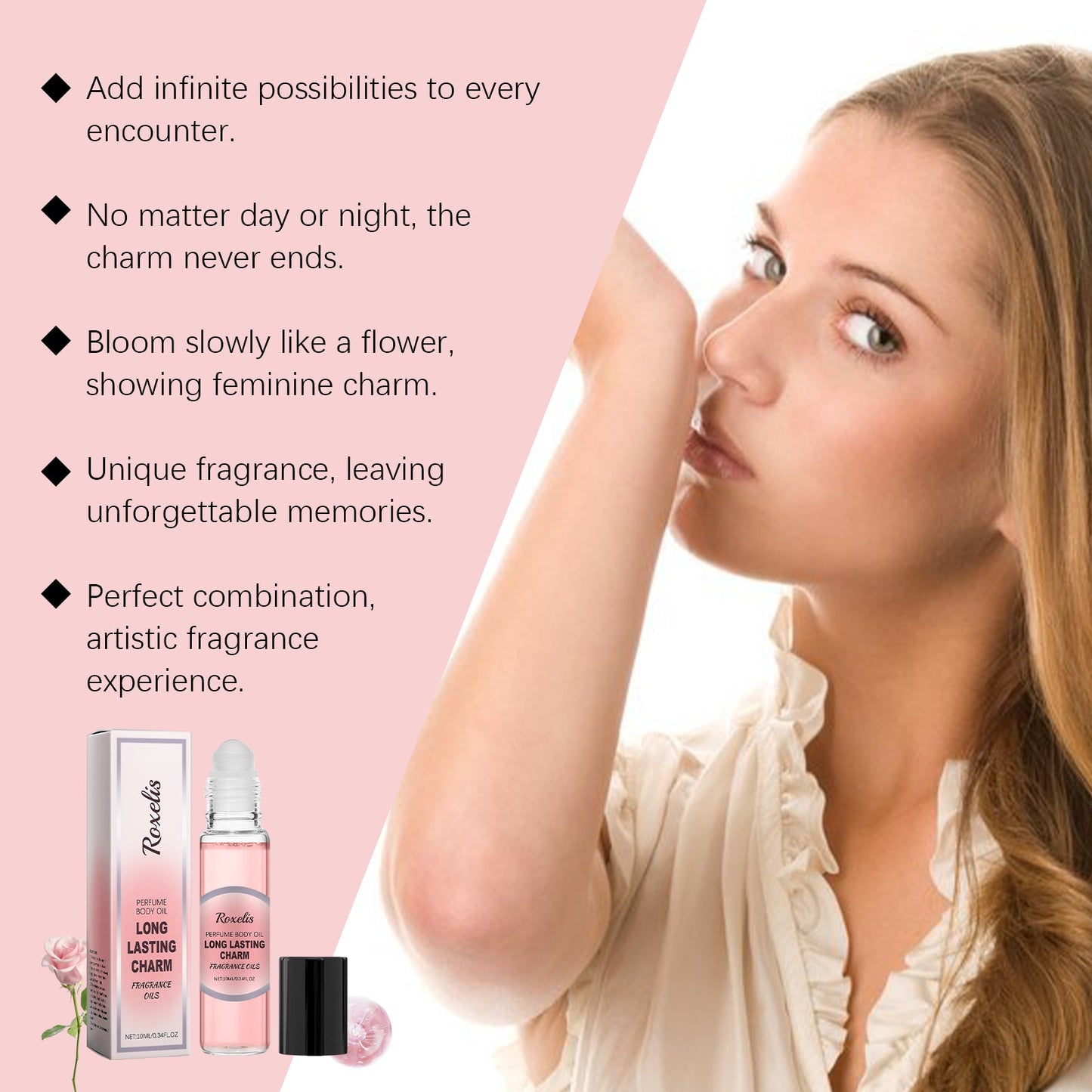 Women's Roller Perfume Lasting Fragrance Portable Rose Light Everyday Fresh Exudes A Niche Appeal Perfume - Korvel