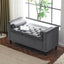 Storage Bench, 44.5-Inch Queen Velvet Button Bedside Bench, Entryway Living Room with Armrests, Nailhead Trim Gray - Korvel