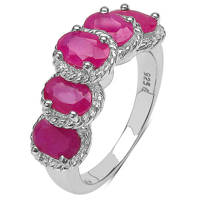 3.20 Carat Genuine Ruby Sterling Silver Engagement Ring