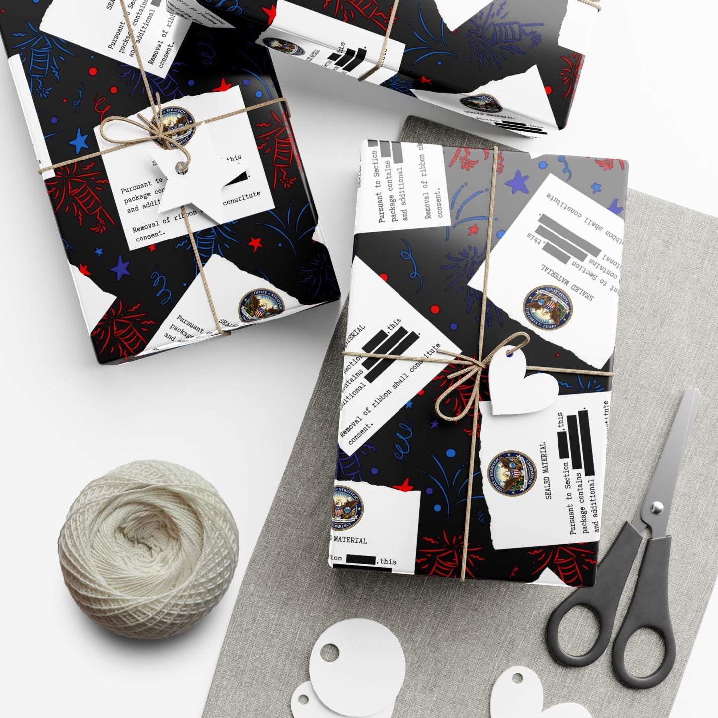 Papel de Regalo de Celebración Clasificado – Diseño de Fuegos Artificiales Patrióticos