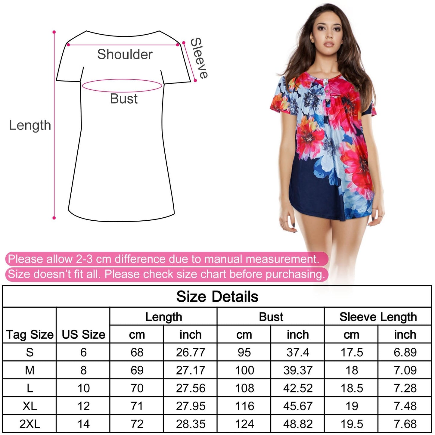 Women’s Casual Floral Printed Short Sleeve Blouse