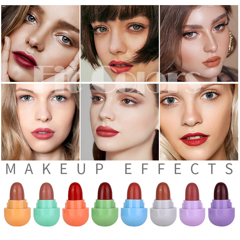 Fit Colors 8 Colors Chewing Gum Small Lipstick Matte Velvet Non-Stick Cup Mini Capsule Lipstick Set - Korvel