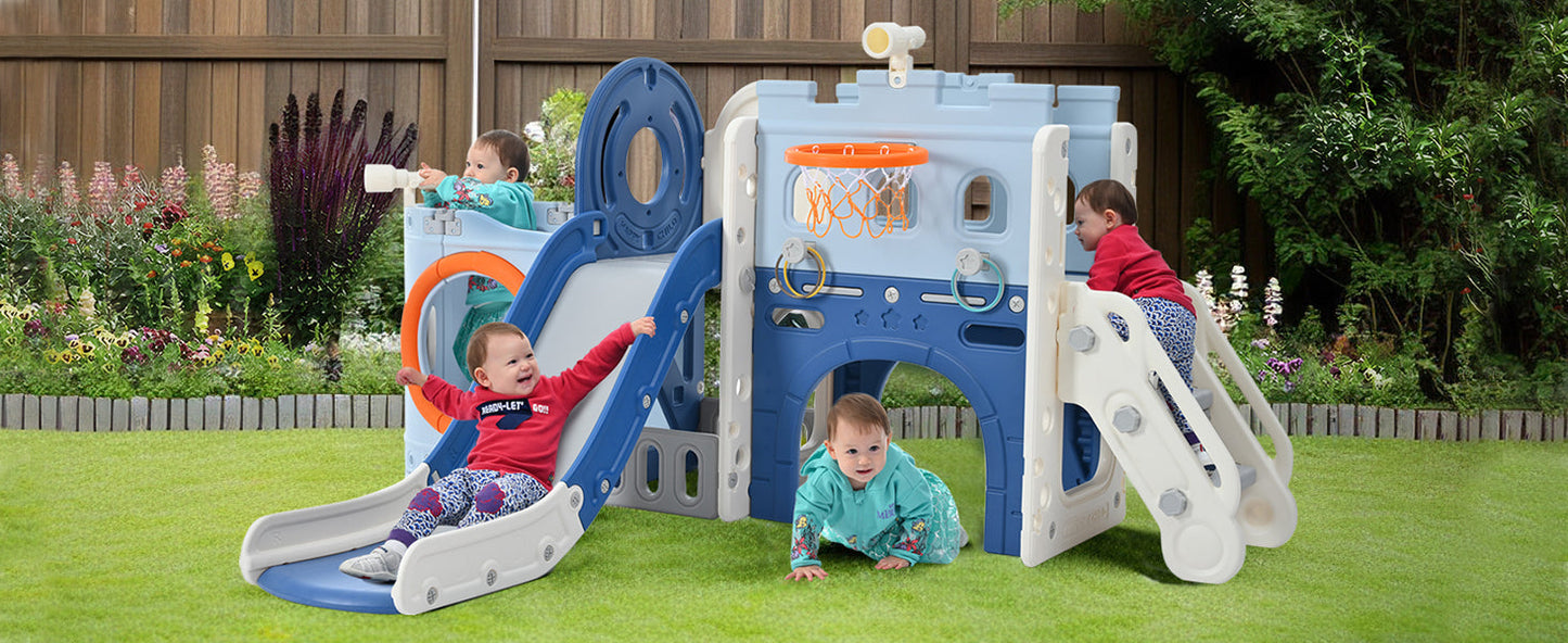 Toddler Pirate Ship Slide Set with Basketball Hoop