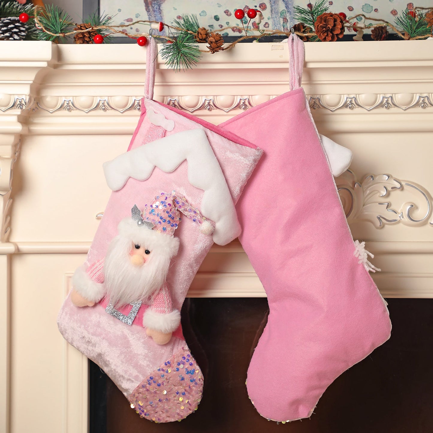 Premium Pink Sequin Christmas Stocking for Kids