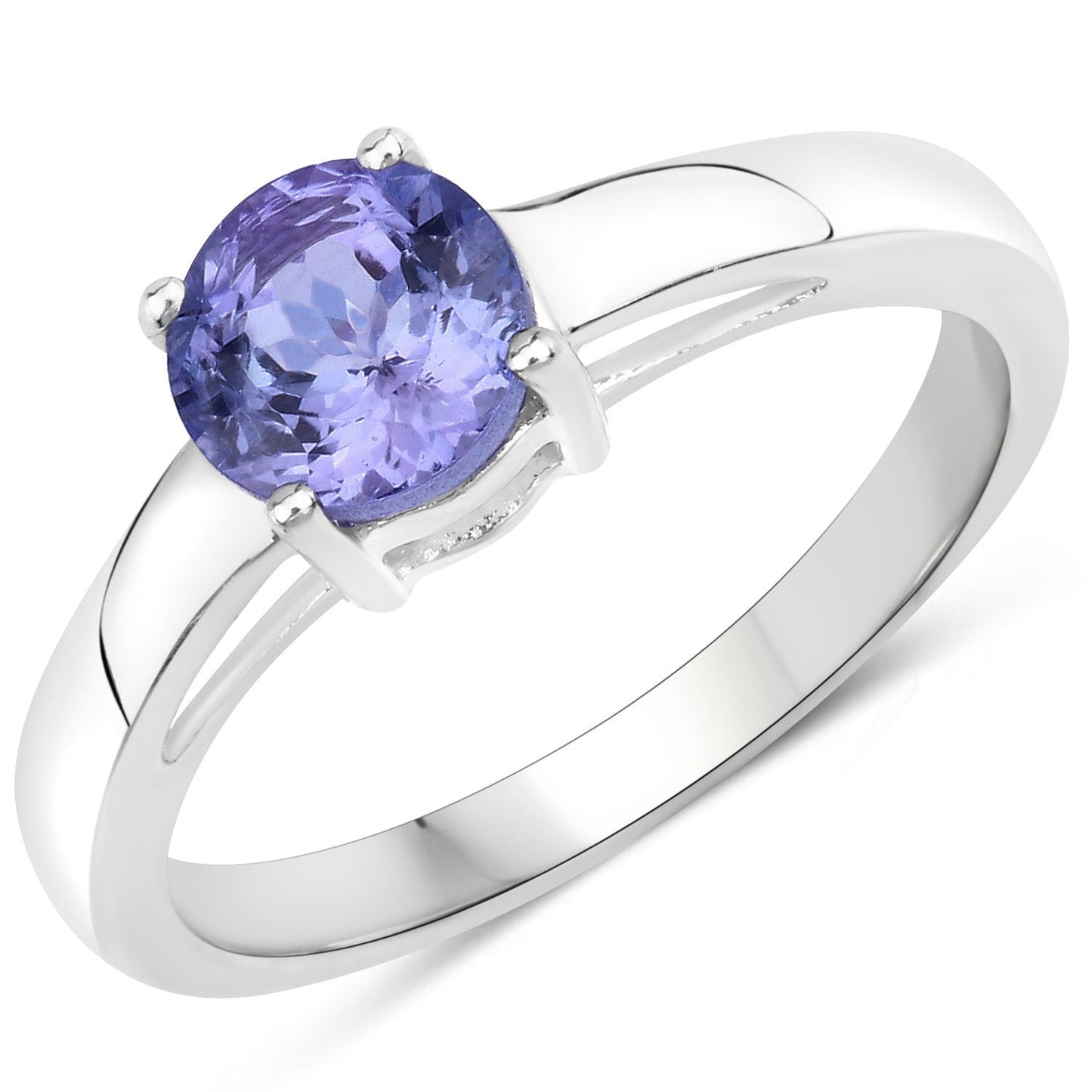 0.95 Carat Genuine Tanzanite Sterling Silver Engagement Ring